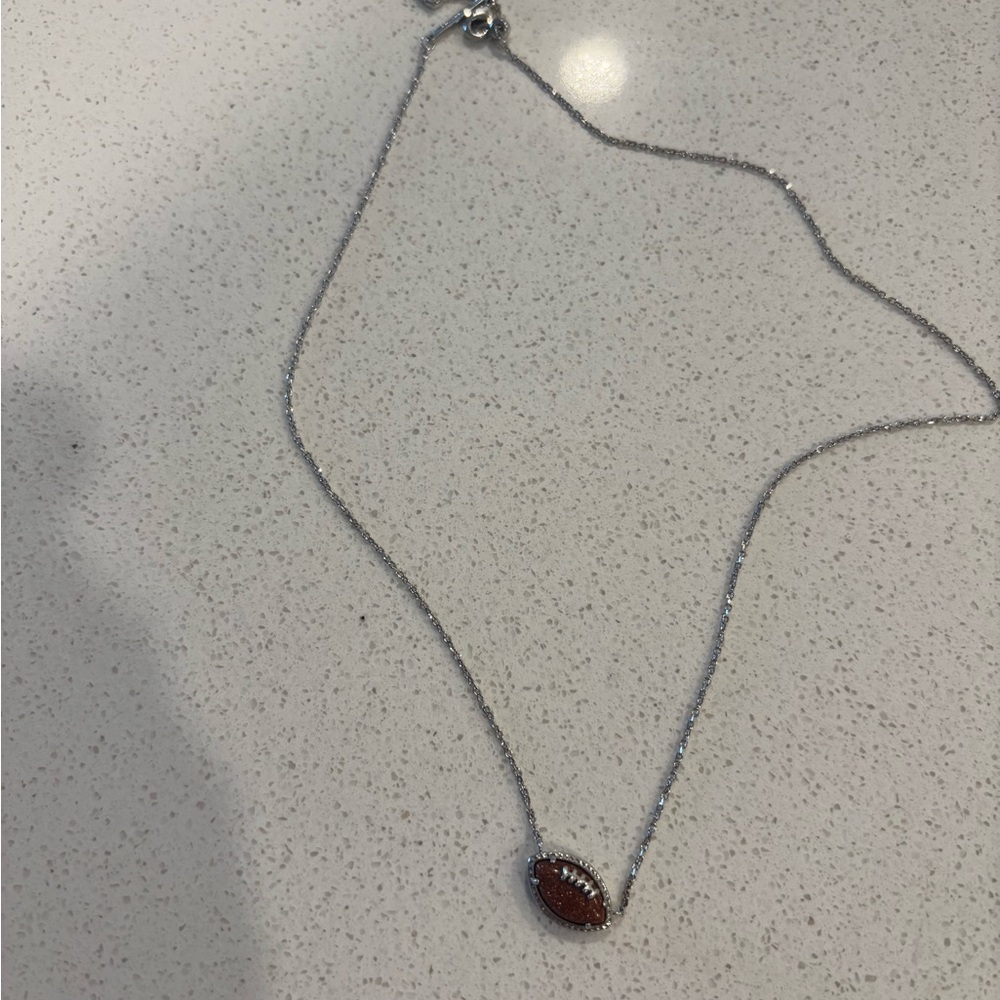 Silver and Brown Necklace with Oval Pendant